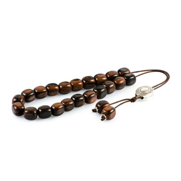 Brown Obsidian Greek Komboloi Worry Beads Meander Spacer