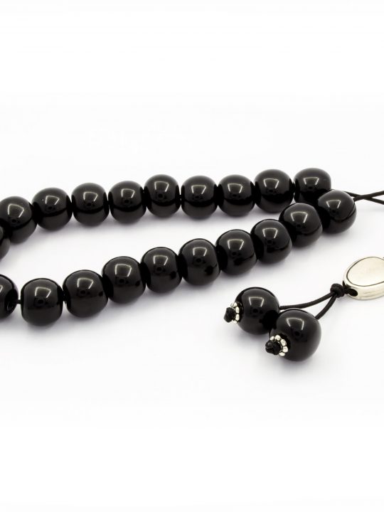 Black Obsidian Gemstone Worry Beads Handmade Greek Komboloi