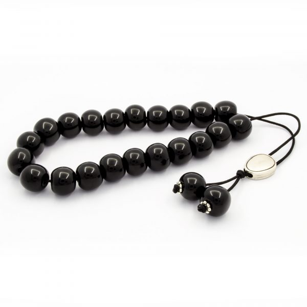 Black Obsidian Gemstone Worry Beads Handmade Greek Komboloi