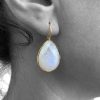 Teardrop Rainbow Moonstone Gemstone Dangle Drop Earrings