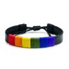Pride Bracelet Rainbow Flag LGBT Unisex Black Leather Bracelet