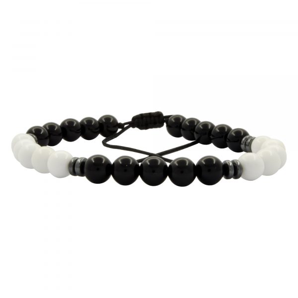 White Onyx Gemstone Unisex Handmade Men Women Bracelet Stress Relieve Beads