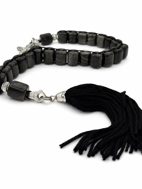 Gray Obsidian Armenian Tasbih, Gemstone Worry Beads
